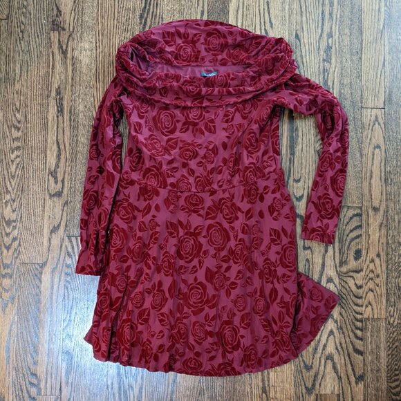 NWT Wild Fable Burgundy Embossed Rose dress - Picture 8 of 8